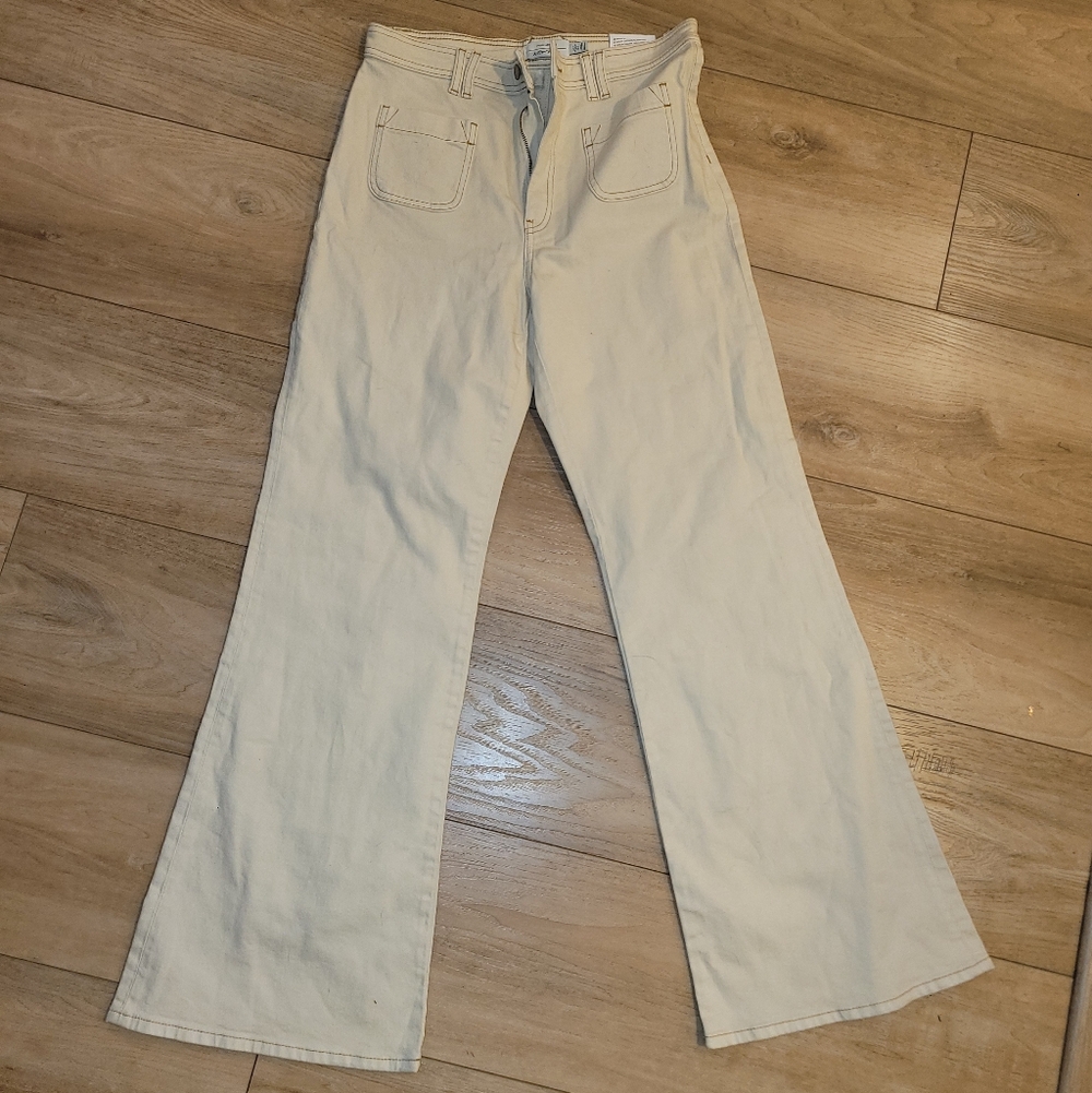 Paris Atelier Stylish Cream Flare Jeans
